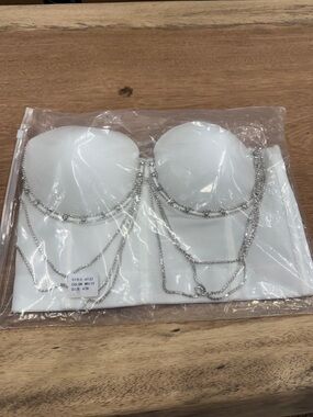 White Strapless Rhinestone-Trim‎ Bandeau Bustier